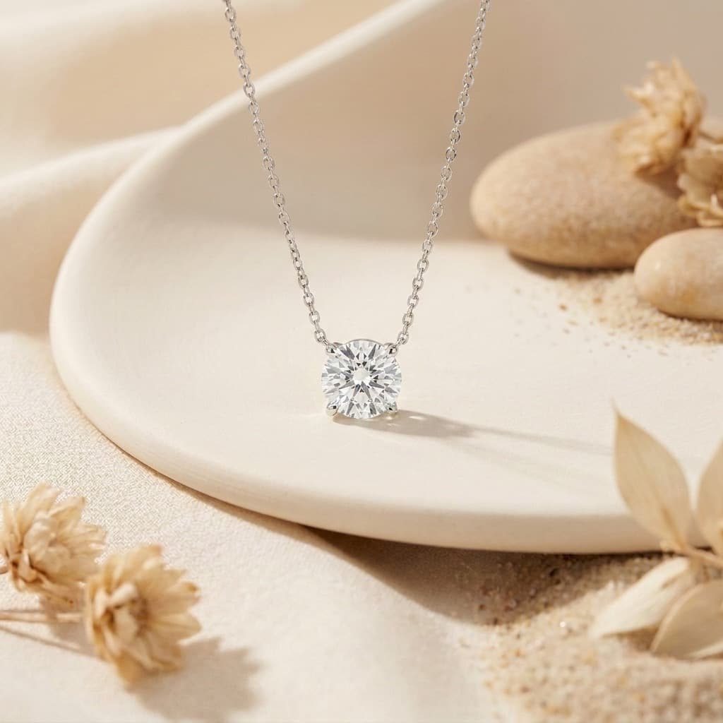 Diamond Pendant — A single diamond on a chain at Levit Jewelers in Massapequa Park