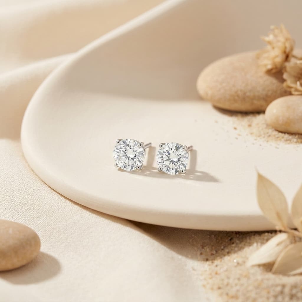 Diamond Studs — Timeless round brilliant diamonds at Levit Jewelers in Massapequa Park