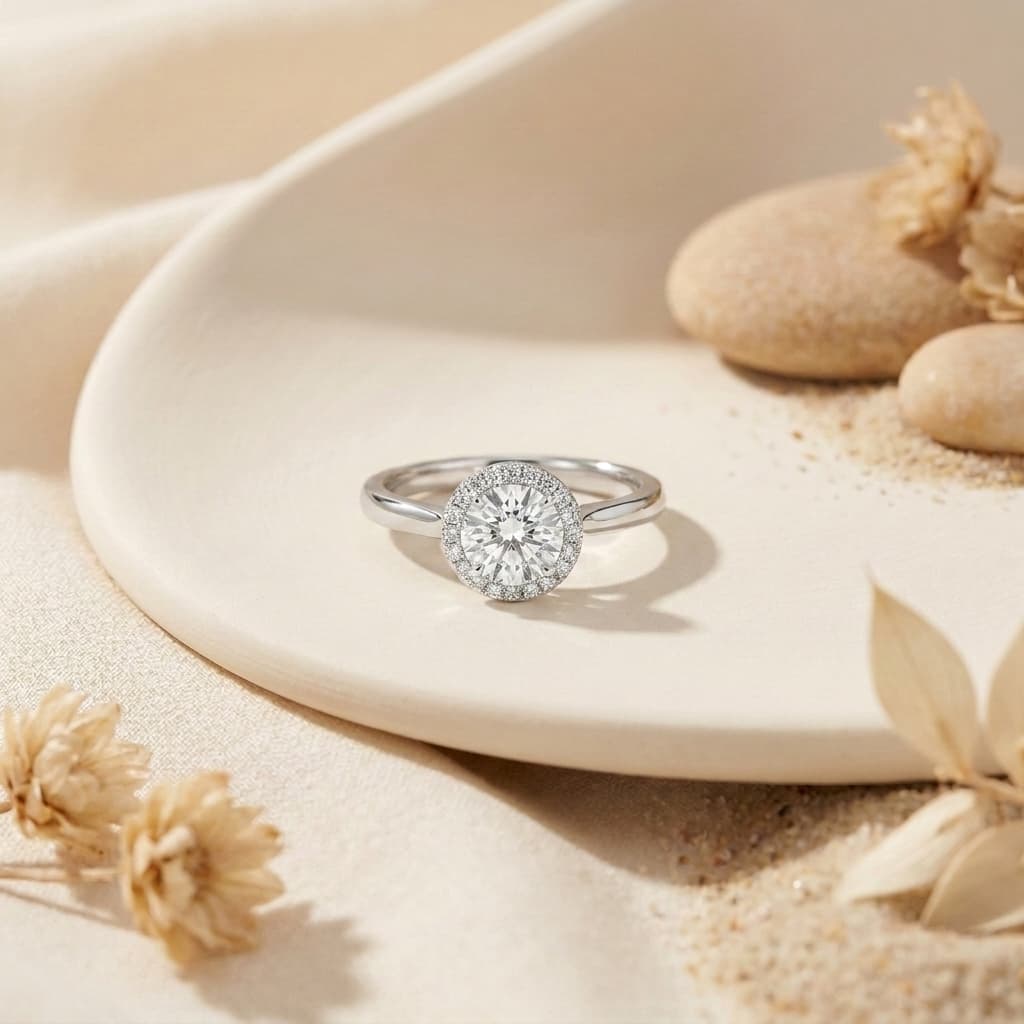 Halo Engagement Ring — Center stone framed in diamonds at Levit Jewelers in Massapequa Park